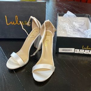 Lulus Ivory Satin Heels